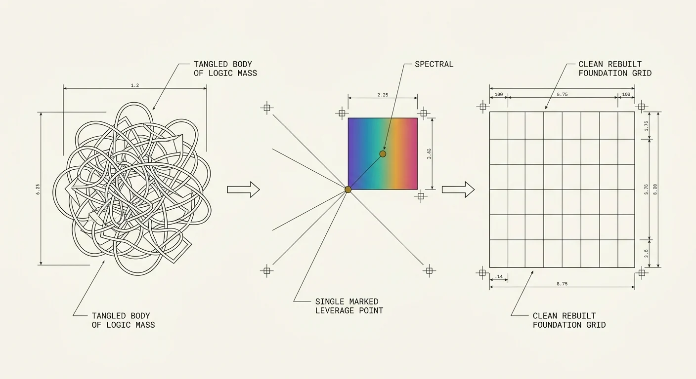 Blueprint diagram of intent passing through a translation layer into a running system