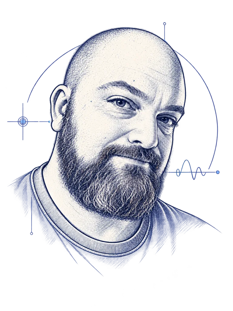 Pen-and-ink portrait of Mike